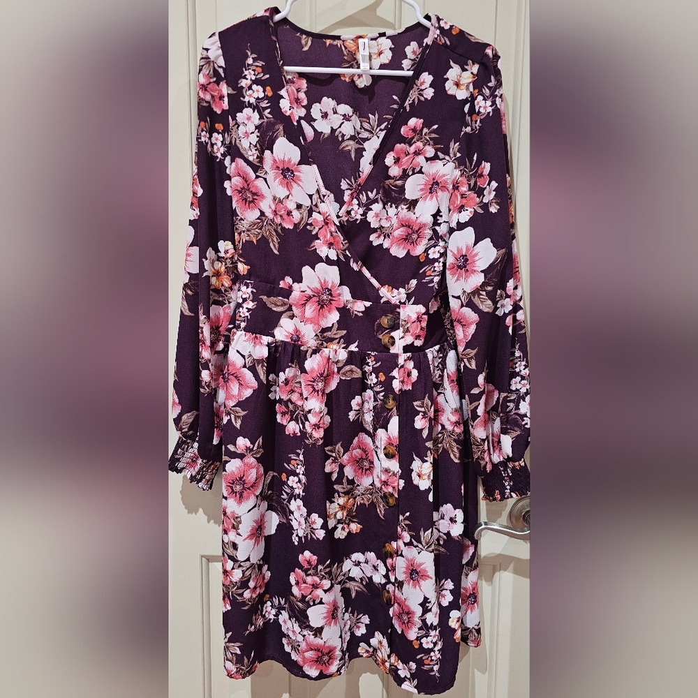 Floral Wrap Dress with Pink and White Flowers